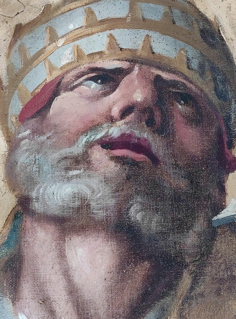 G. Ceruti San Pietro in gloria particolare cm 145 x 120. Dopo il restauro. Gandino Basilica di S. Maria Assunta 3