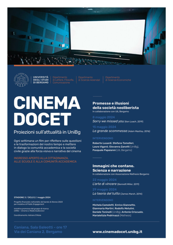 Cinema Docet: il 22 e 29 maggio in via dei Caniana le proiezioni a tema