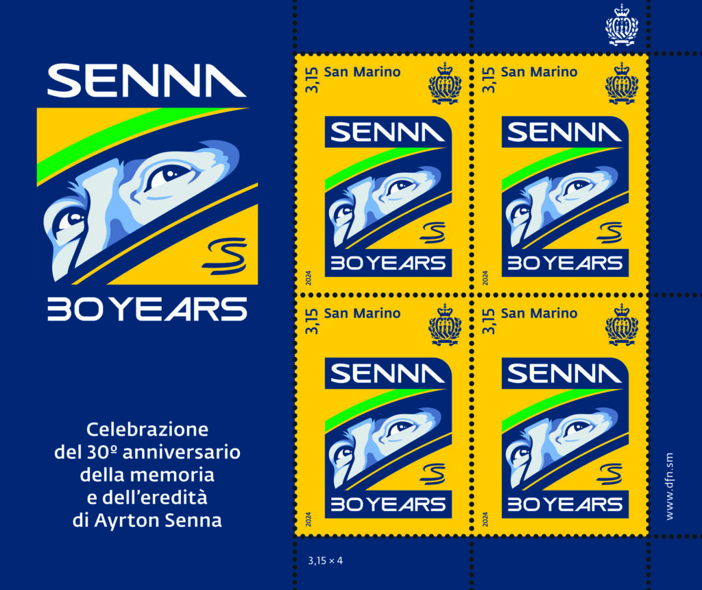 Un francobollo per le celebrazioni del 30° anniversario della memoria e dell’eredità di Ayrton Senna