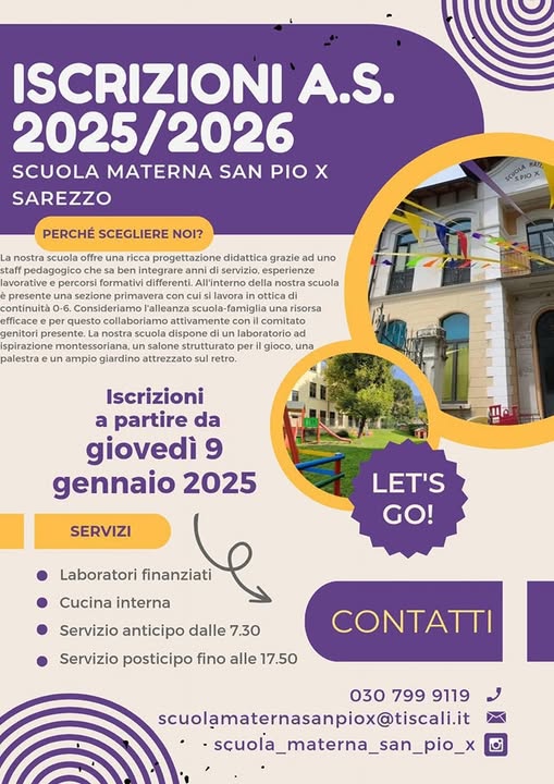 Sarezzo al via le iscrizioni alla Scuola Materna San Pio X per lanno scolastico 20252026