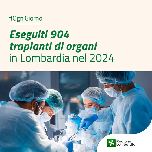 eseguiti 904 trapianti di organi in Lombardia