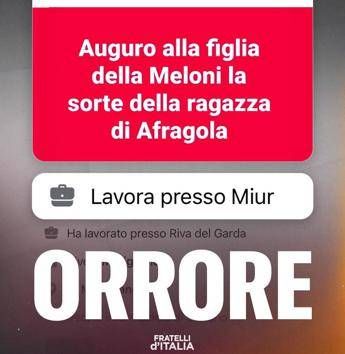 FdI denuncia Augurano a figlia Meloni sorte ragazza Afragola orrore