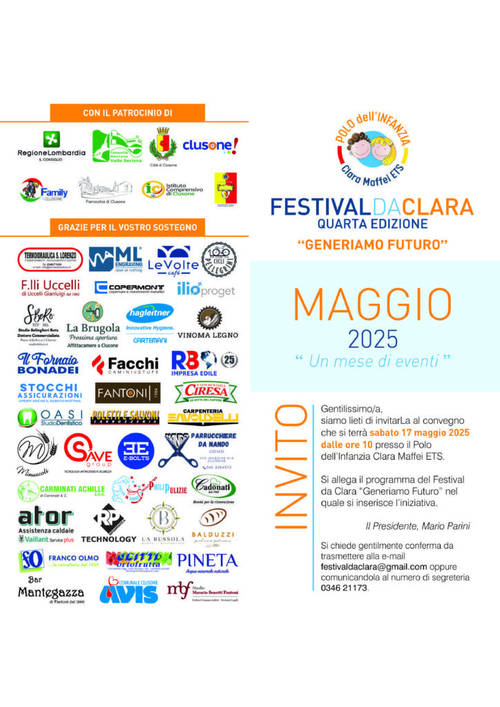 Festival da Clara Generiamo Futuro un mese di eventi dedicati alleducazione e alla famiglia Festival da Clara Generiamo Futuro un mese di eventi dedicati alleducazione e alla famiglia