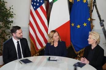 Meloni incontra Vance e von der Leyen Spero oggi sia nuovo inizio Meloni incontra Vance e von der Leyen Spero oggi sia nuovo inizio