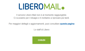 Libero mail in down problemi con la posta elettronica gli aggiornamenti Libero mail in down problemi con la posta elettronica gli aggiornamenti