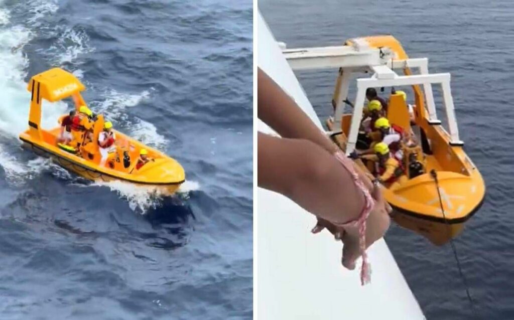 Bambina cade da nave padre si tuffa salvati entrambi Video Bambina cade da nave padre si tuffa salvati entrambi Video