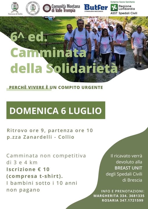 Collio domenica 6 luglio sesta edizione della Camminata della solidarieta Collio domenica 6 luglio sesta edizione della Camminata della solidarieta