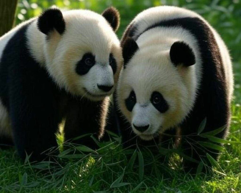 Corea del Sud compiono 2 anni le prime due gemelle di panda giganti Corea del Sud compiono 2 anni le prime due gemelle di panda giganti
