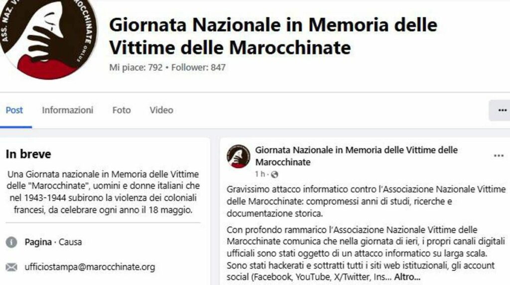 Marocchinate Associazione nazionale vittime Colpiti da attacco informatico cancellati anni di ricerche Marocchinate Associazione nazionale vittime Colpiti da attacco informatico cancellati anni di ricerche