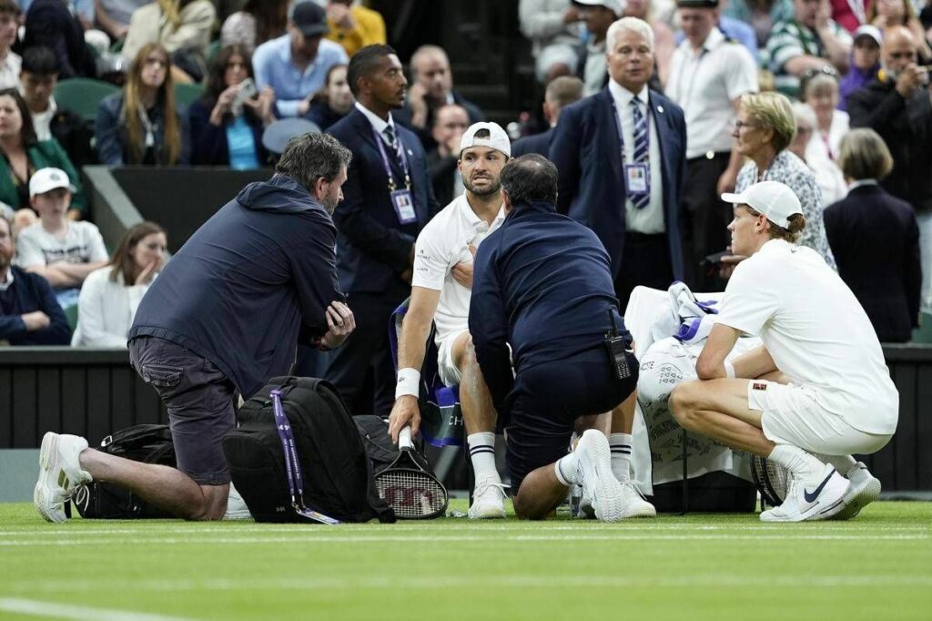Sinner e infortunio Dimitrov a Wimbledon match fa discutere big e tifosi Sinner e infortunio Dimitrov a Wimbledon match fa discutere big e tifosi